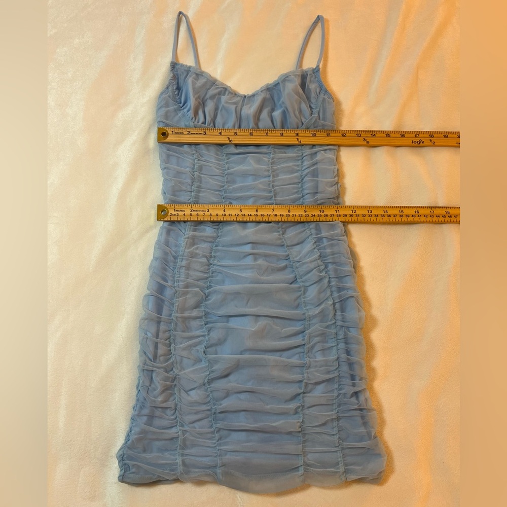 TIC TOC Ruched Bodycond Blue Mini Dress Size Small - Picture 6 of 8